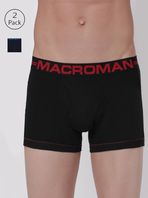 

Macroman M-Series Men Pack Of 2 Solid Trunks M581-BL-DM, Black