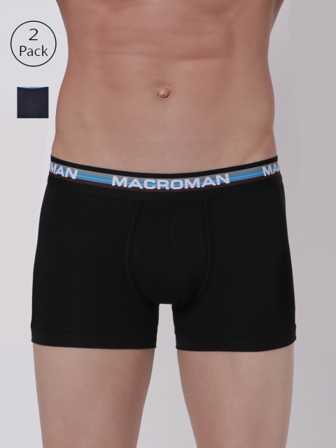 

Macroman M-Series Men Pack of 2 Solid Trunks MIC305-BL-NB-S, Black