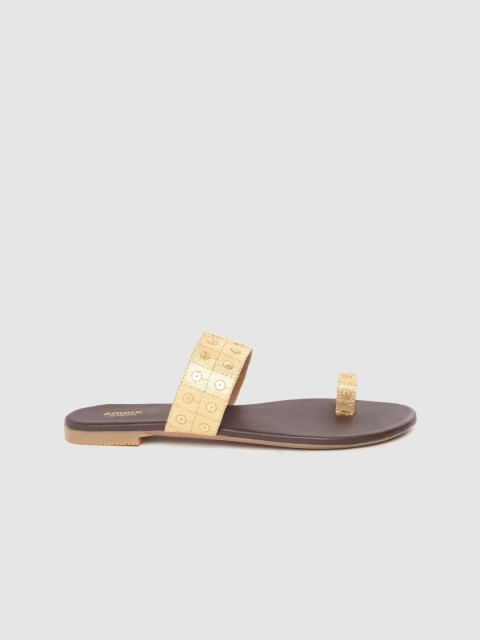 

Anouk Women Gold-Toned Embellished One Toe Flats
