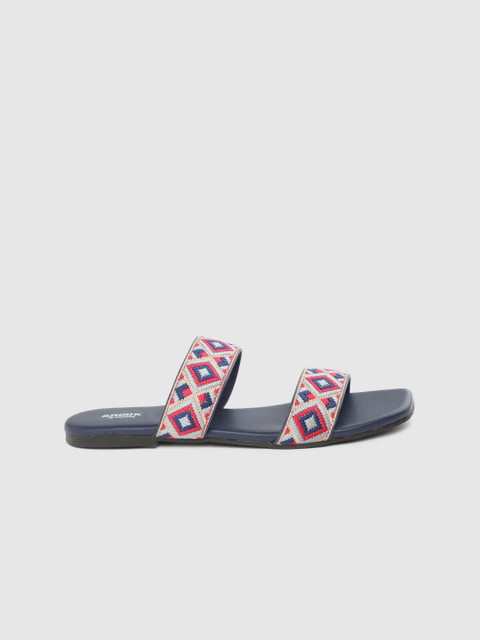 

Anouk Women Navy Blue & Grey Embroidered Open Toe Flats