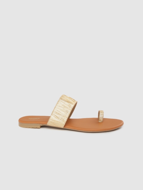 

Anouk Women Gold-Toned Textured One Toe Flats