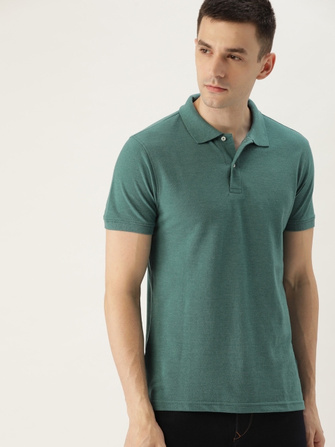 

ether Men Green Solid Polo Collar T-shirt