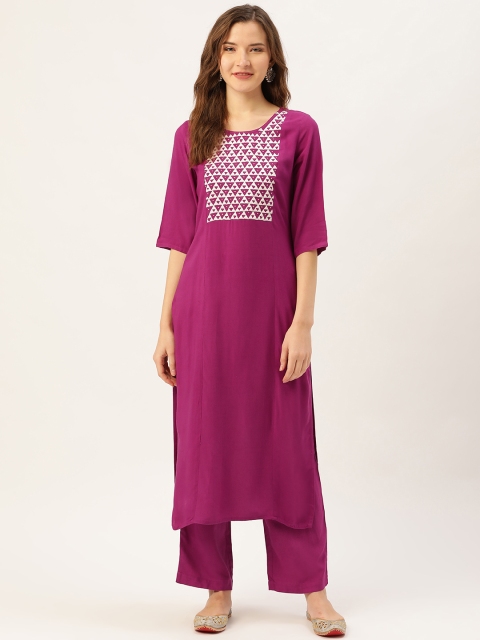 

Jaipur Kurti Women Pink Yoke Design Kurta with Palazzos