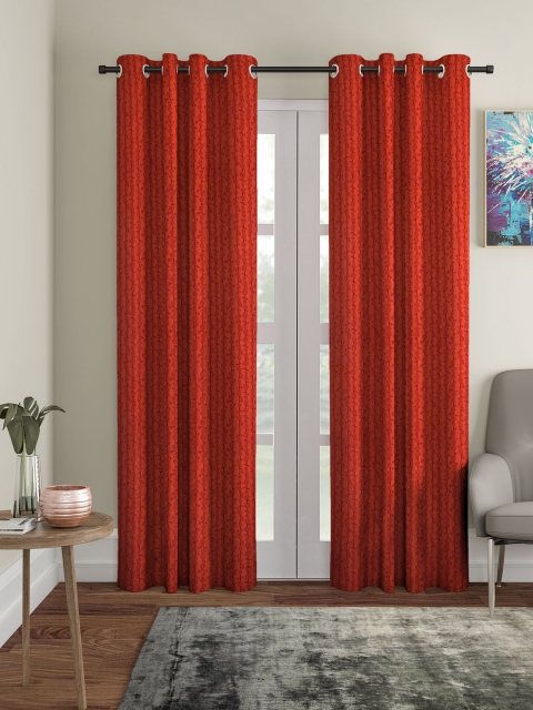 

KLOTTHE Rust Red Set of 2 Jacquard Long Door Curtains