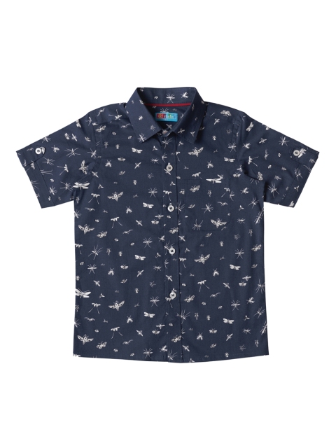 

Kid Studio Boys Navy Blue & White Regular Fit Printed Casual Shirt