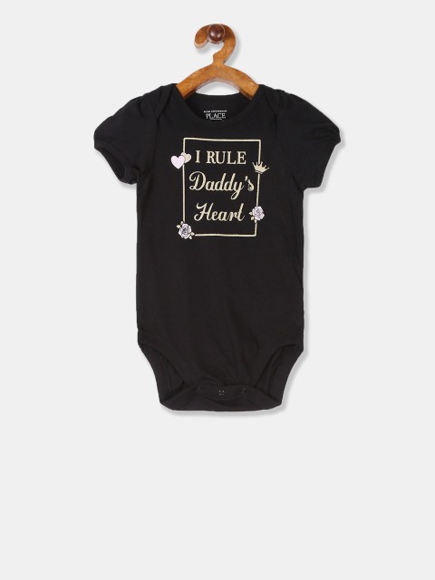 

The Childrens Place Girls Black Printed Bodysuit