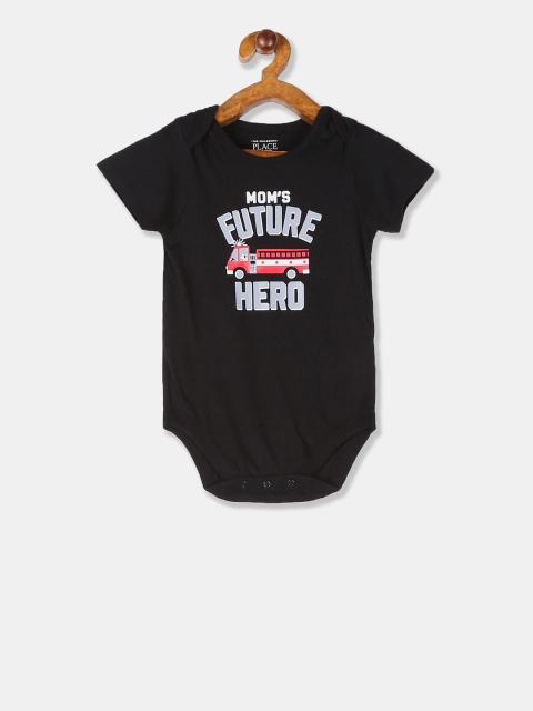 

The Childrens Place Boys Black Printed Bodysuit