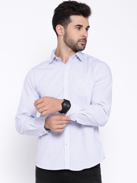 

Pepe Jeans Blue & White Printed Semi Fit Casual Shirt