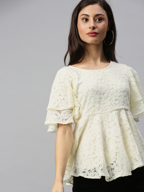 

HERE&NOW Women Off-White Lace Empire Top