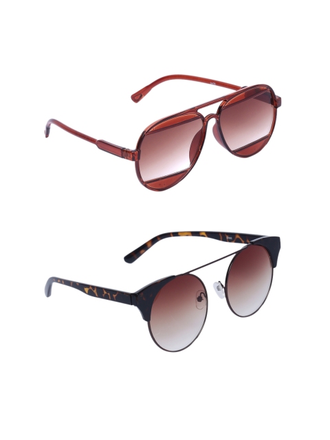 

EPICINK hob Unisex Set of 2 UV Protected Sunglasses EPSG-1955201-VO2602, Brown