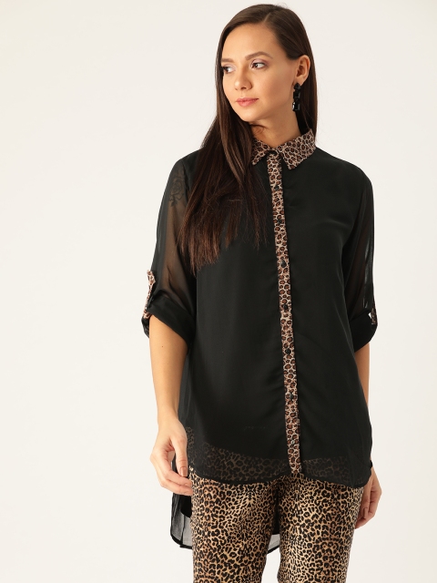

Antheaa Women Black Regular Fit Solid Casual Shirt