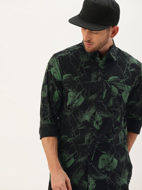 

Moda Rapido Men Green & Black Regular Fit Printed Casual Shirt