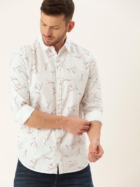 

Moda Rapido Men White & Brown Regular Fit Printed Casual Shirt