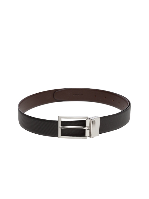 

WELBAWT Men Black & Brown Leather Reversible Textured Belt