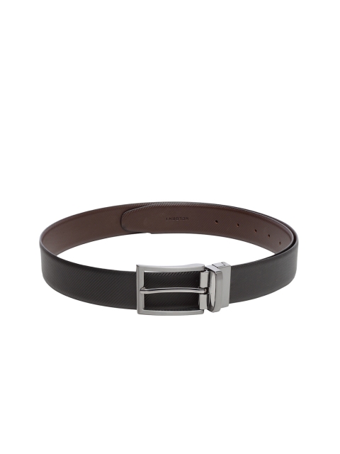 

WELBAWT Men Black & Brown Leather Textured Reversible Belt