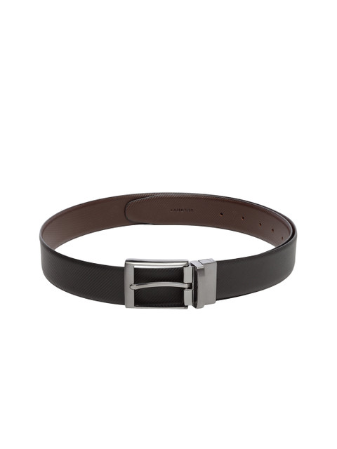 

WELBAWT Men Black & Brown Leather Textured Reversible Belt