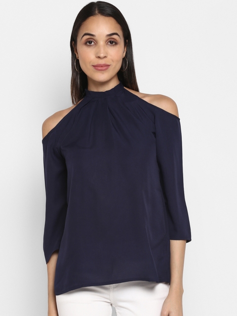 

TRENDY DIVVA Women Navy Blue Solid Top