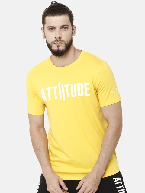

ATTIITUDE Men Yellow Printed Round Neck T-shirt
