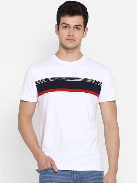 

Red Tape Men White Striped Round Neck T-shirt