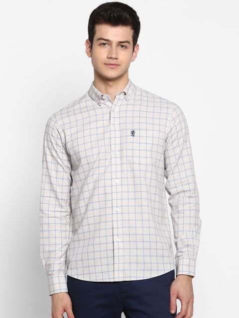 

Red Tape Men Off-White & Blue Regular Fit Checked Casual Shirt