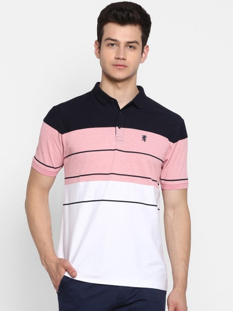 

Red Tape Men Pink & White Striped Polo Collar T-shirt