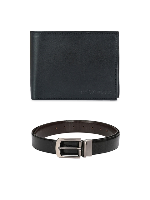 

Calvadoss Men Black & Brown Premium Belt & Wallet Gift Set