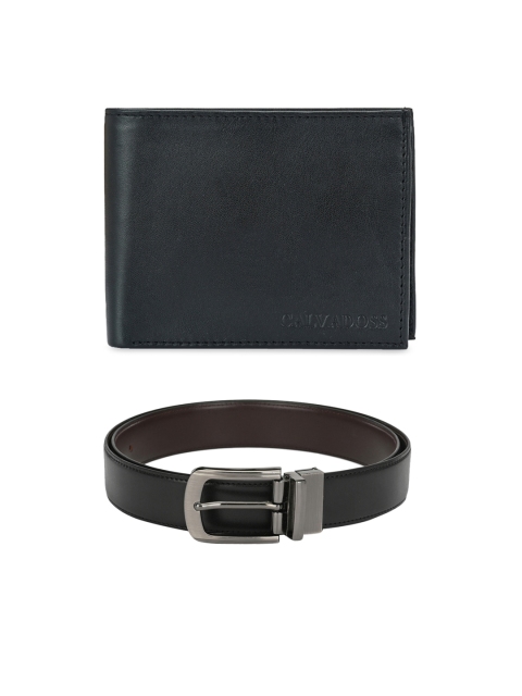 

Calvadoss Men Black & Brown Leather Accessory Gift Set