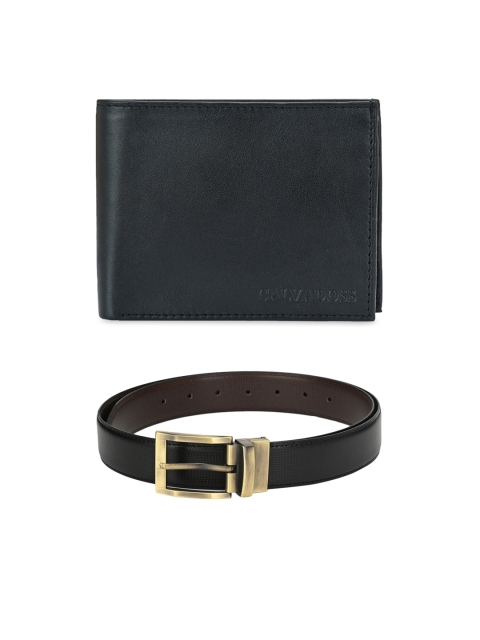 

Calvadoss Men Black & Brown Premium Belt & Wallet Gift Set