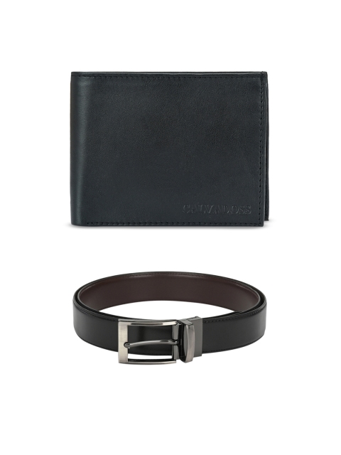 

Calvadoss Men Black & Brown Premium Belt & Wallet Gift Set