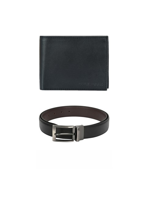 

Calvadoss Men Black & Brown Premium Belt & Wallet Gift Set
