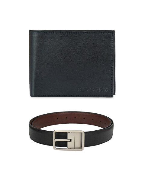

Calvadoss Men Black & Brown Premium Belt & Wallet Gift Set