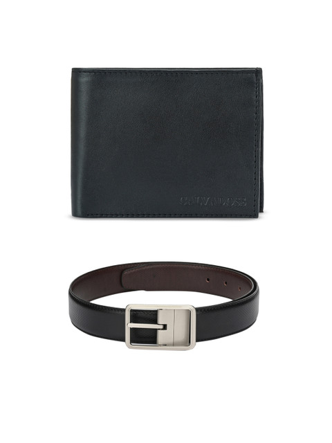 

Calvadoss Men Black & Brown Premium Belt & Wallet Gift Set