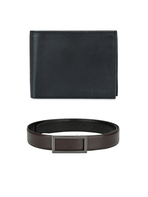 

Calvadoss Men Brown & Black Premium Belt & Wallet Gift Set