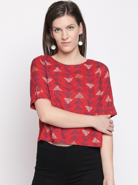 

AKKRITI BY PANTALOONS Women Maroon Printed Top