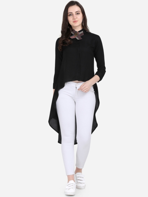 

Yuvraah Women Black Solid High-Low Tunic