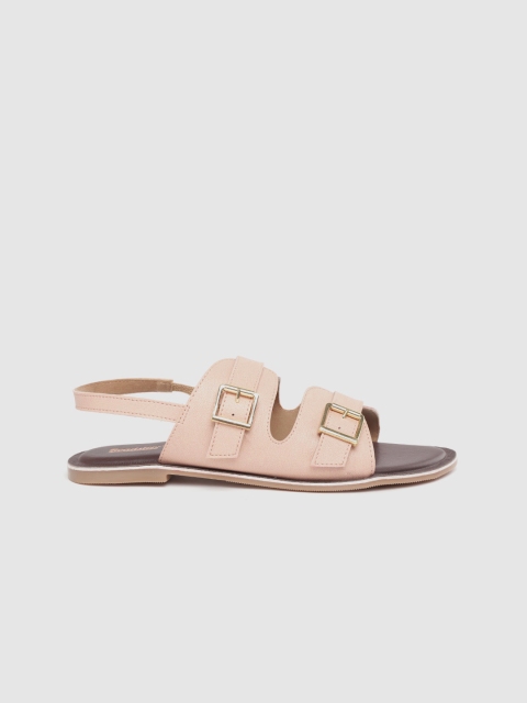 

Roadster Women Peach-Coloured Solid Open Toe Flats with Buckle Detail