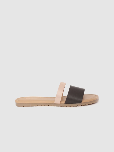 

Roadster Women Black & Rose Gold-Toned Colourblocked Open Toe Flats