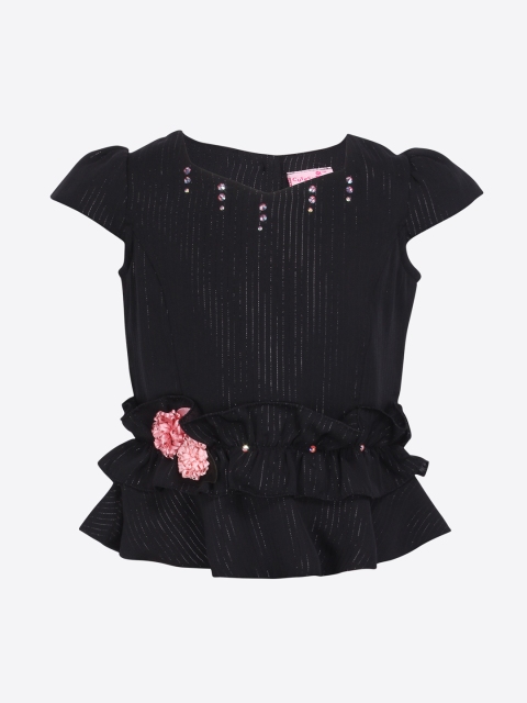 

CUTECUMBER Girls Black Striped Peplum Top