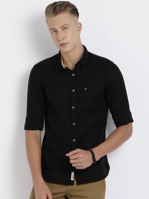 

t-base Men Black Regular Fit Solid Casual Shirt