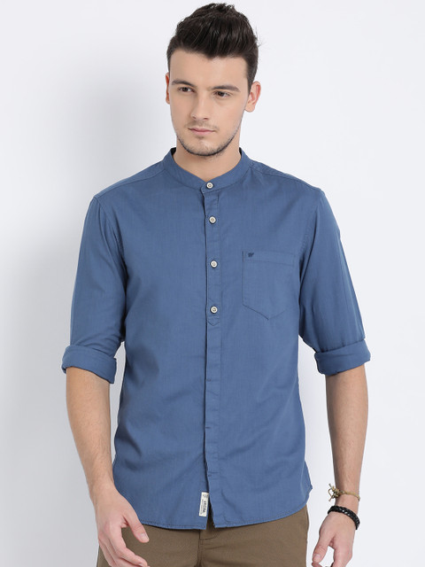 

t-base Men Blue Regular Fit Solid Casual Shirt