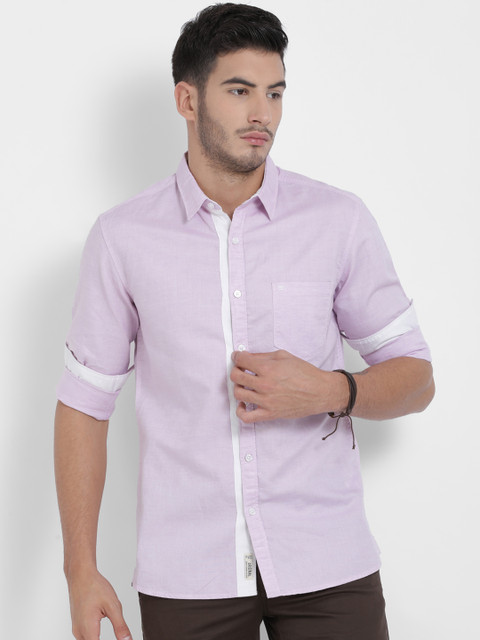

t-base Men Purple Regular Fit Solid Casual Shirt