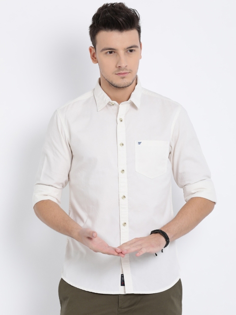 

t-base Men White Regular Fit Solid Casual Shirt