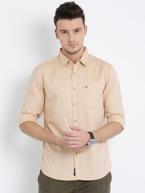 

t-base Men Beige Regular Fit Solid Casual Shirt