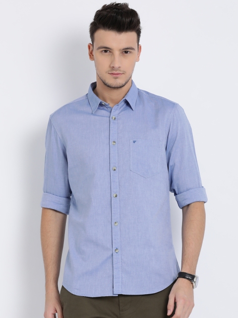 

t-base Men Blue Regular Fit Solid Casual Shirt