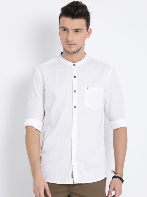 

t-base Men White Regular Fit Solid Casual Shirt