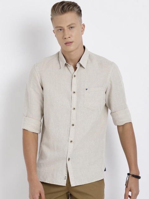 

t-base Men Off-White Regular Fit Solid Casual Shirt