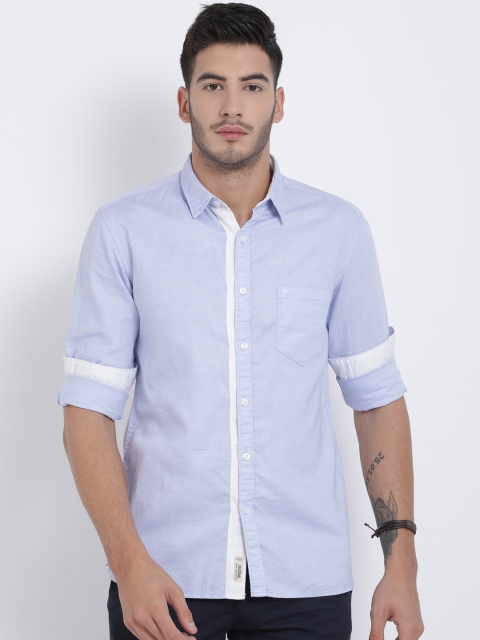 

t-base Men Blue Regular Fit Solid Casual Shirt