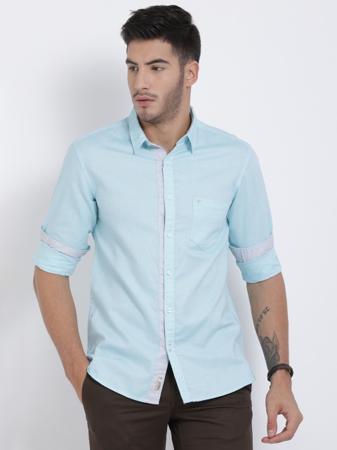 

t-base Men Blue Regular Fit Solid Casual Shirt