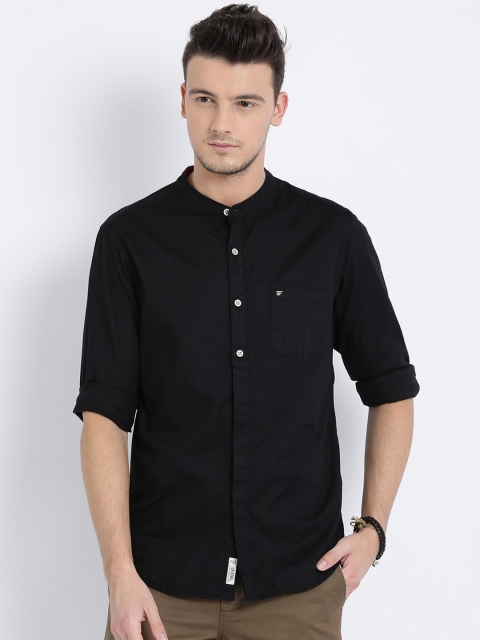 

t-base Men Black Regular Fit Solid Casual Shirt