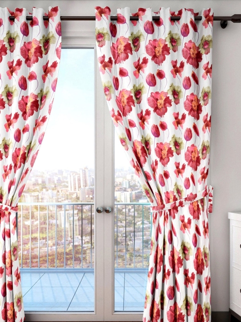 

HOUZZCODE Off-White & Pink Single Door Curtain